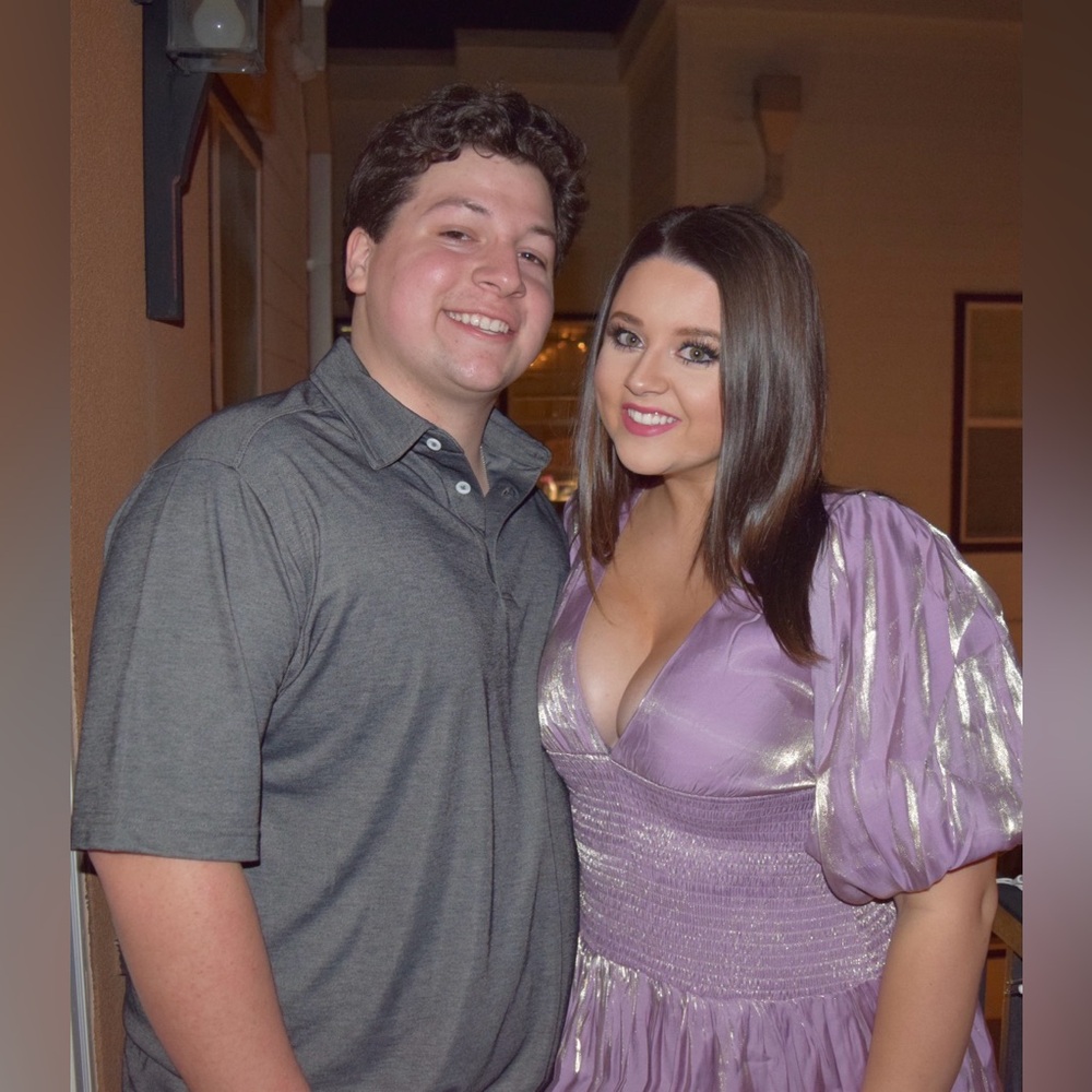 Purple Metallic Bubble Dress with open sleeves